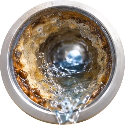 Canalisation rétrécie par les dépôts